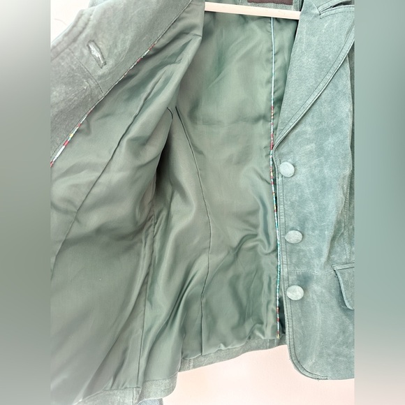 Bernardo - Genuine Leather Suede Jacket - Teal - Fitted - Size 8 - Picture 6 of 11